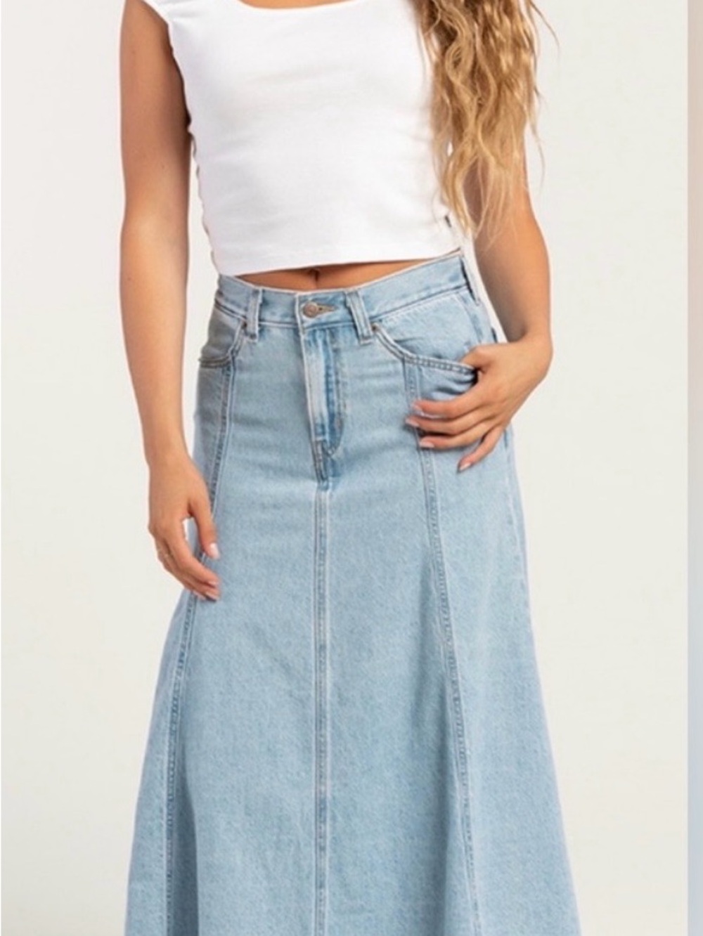 Levi's Light Blue Denim A-Line Maxi Skirt